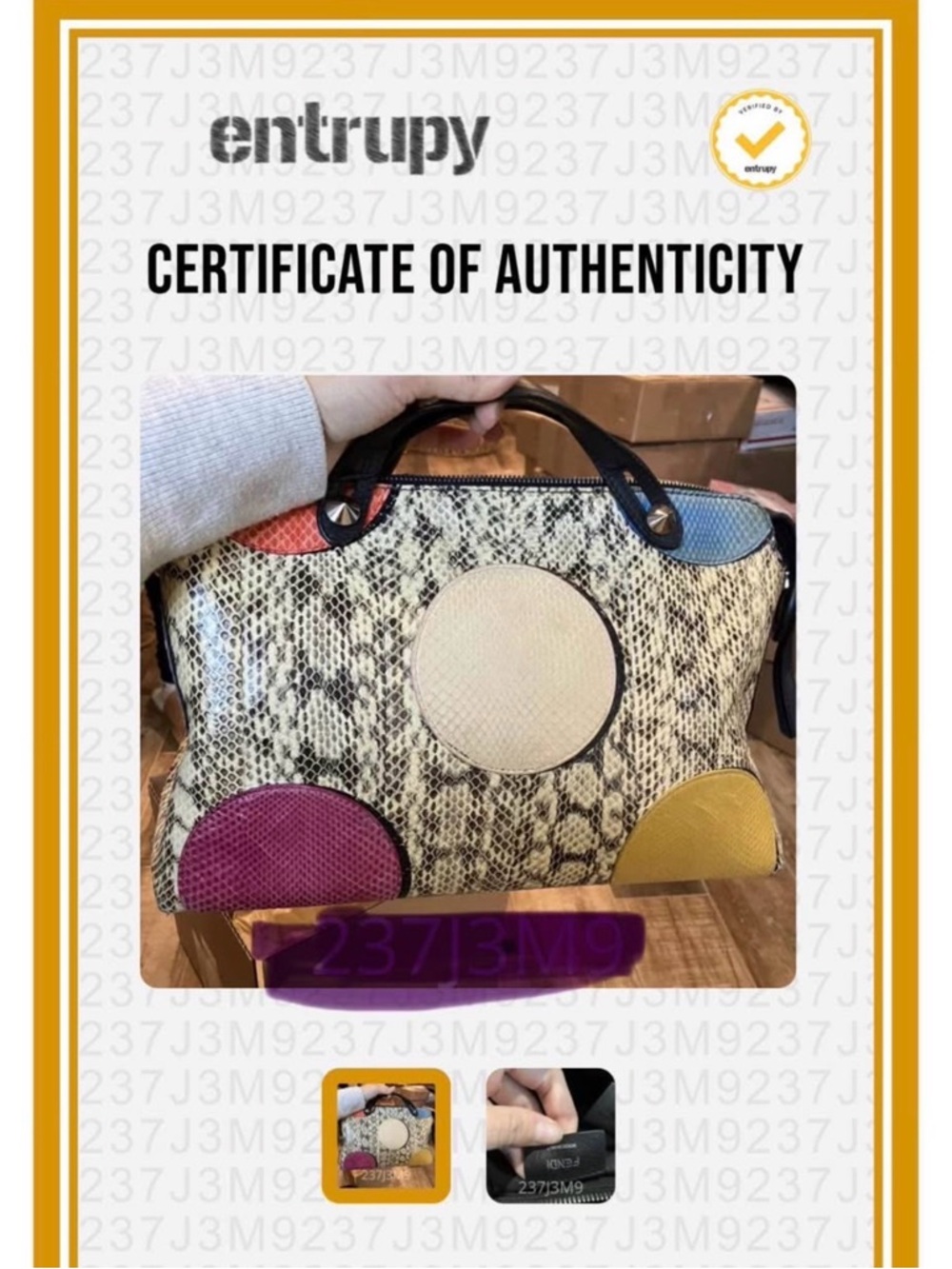 🐍 Fendi Exotic Python Multi-Color Dot Shoulder / Crossbody Bag (Authentic) - Picture 5 of 7
